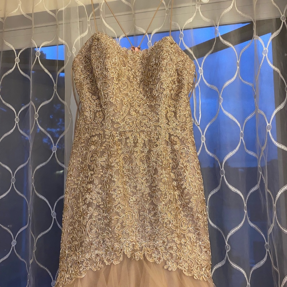 Sherri Hill champagne color gown sz 6 - Picture 12 of 14